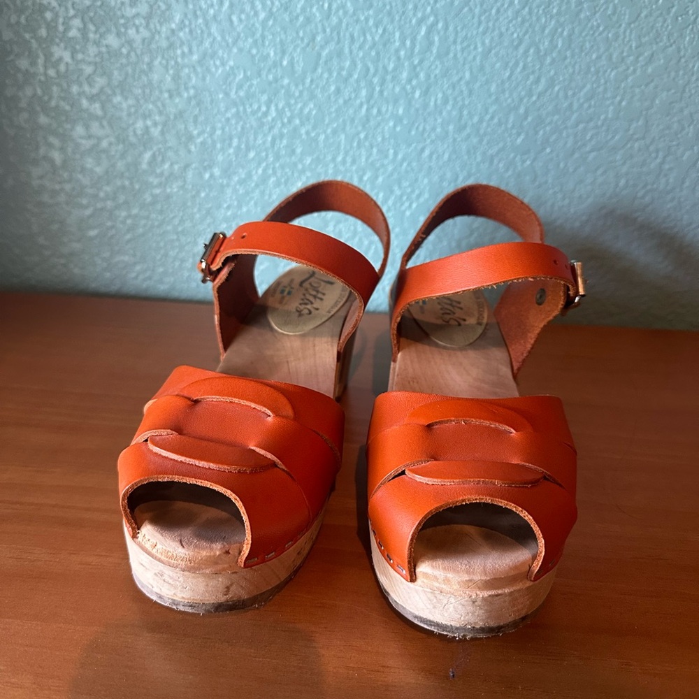 Lotta From Stockholm Orange Sandals with Cork Footbed